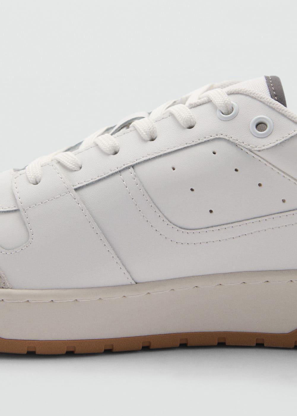 MANGO MAN - Leather mixed sneakers whiteMen Product Image