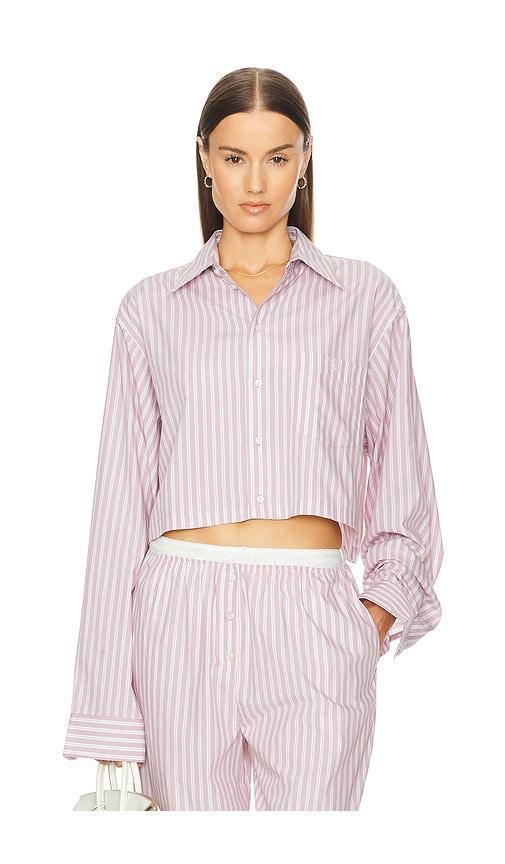 Wide Stripe Poplin Cropped Shirt Product Image