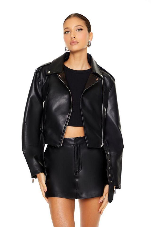 Belted Faux Leather Moto Jacket | Forever 21 Product Image