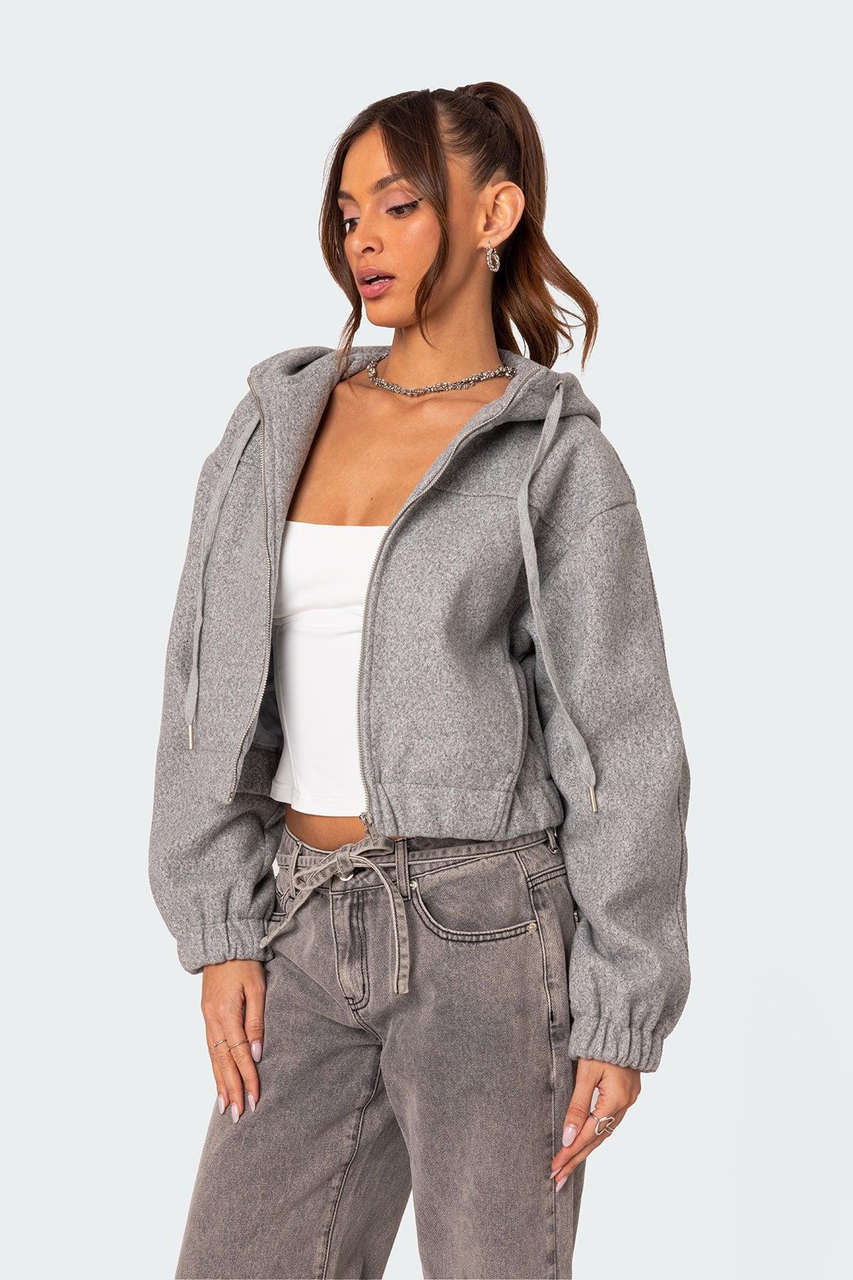 Hooded Texture Bomber Jacket Product Image