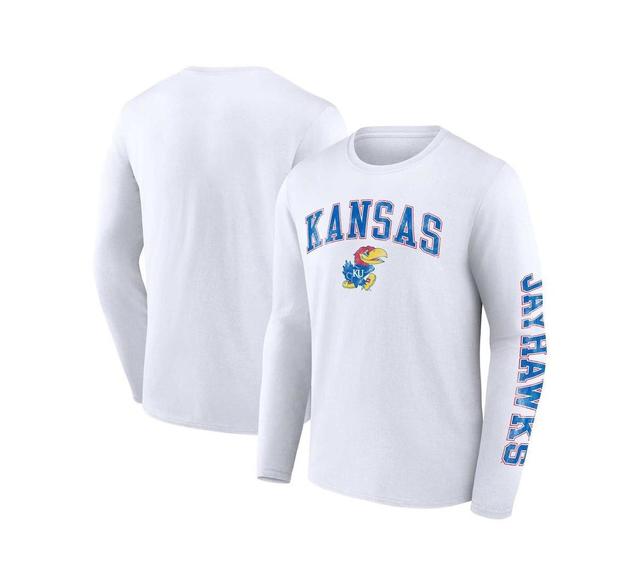 Mens Fanatics White Kansas Jayhawks Distressed Arch Over Logo Long Sleeve T-shirt Product Image