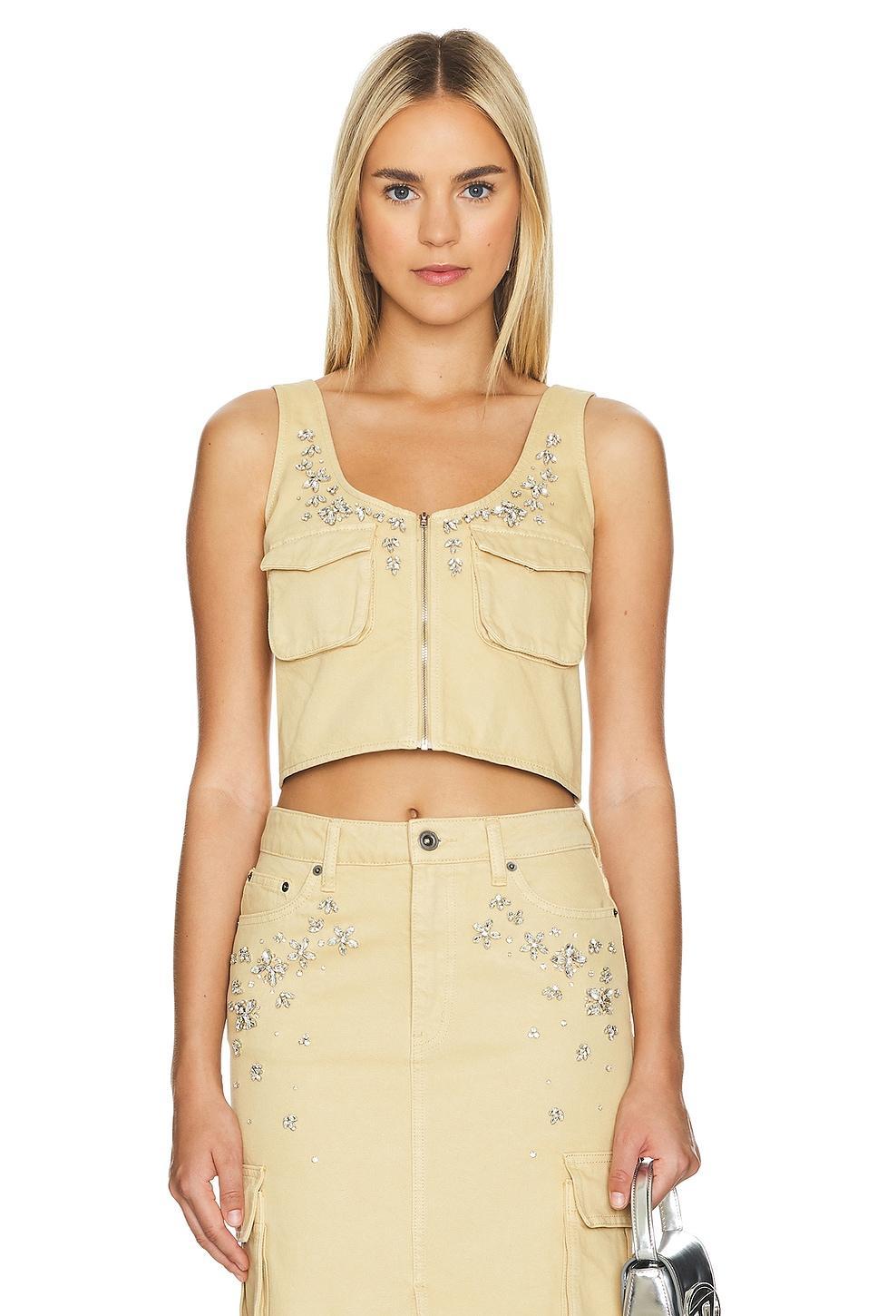 Embellished Denim Cargo Top self-portrait Product Image