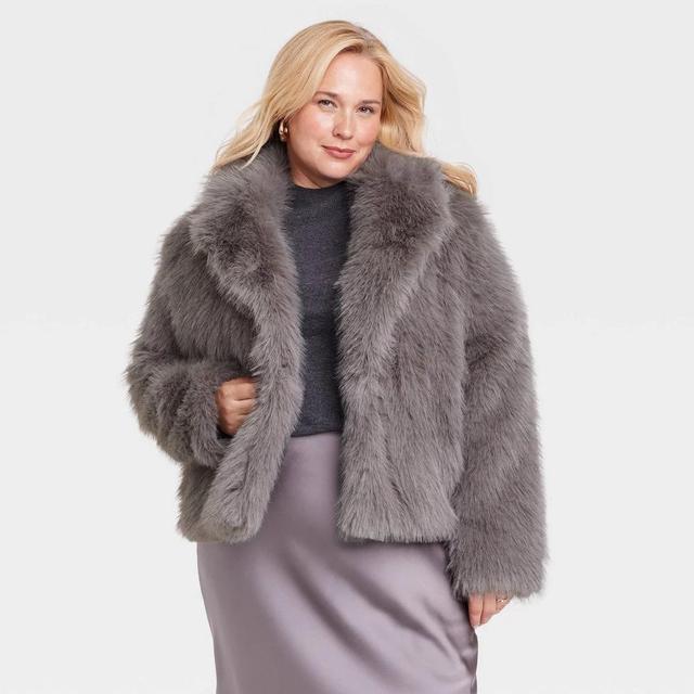 Womens Faux Fur Jacket - A New Day Brown 1X Product Image