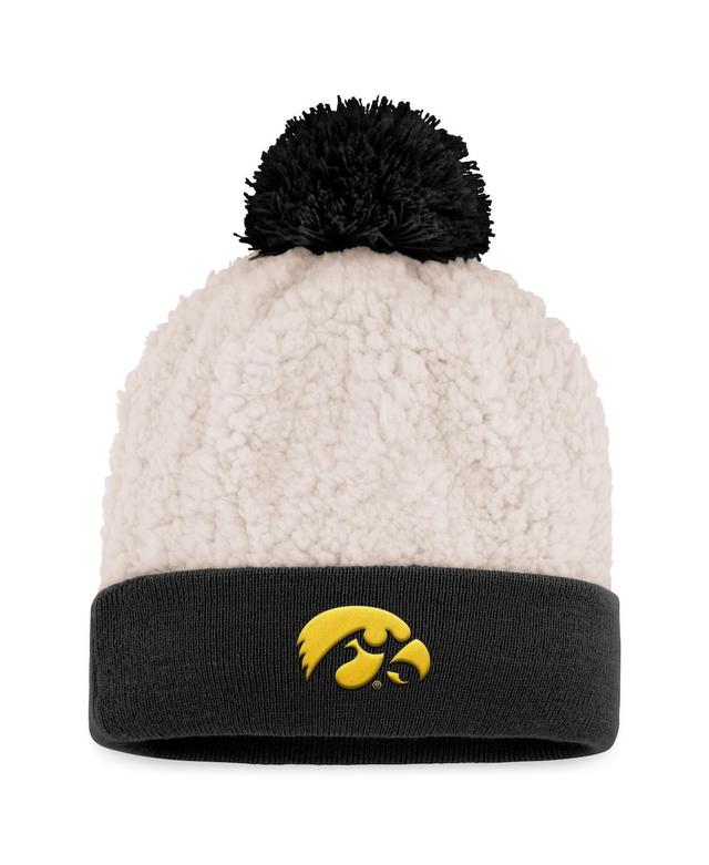 Womens Top of the World Cream Iowa Hawkeyes Grace Sherpa Cuffed Knit Hat with Pom Product Image