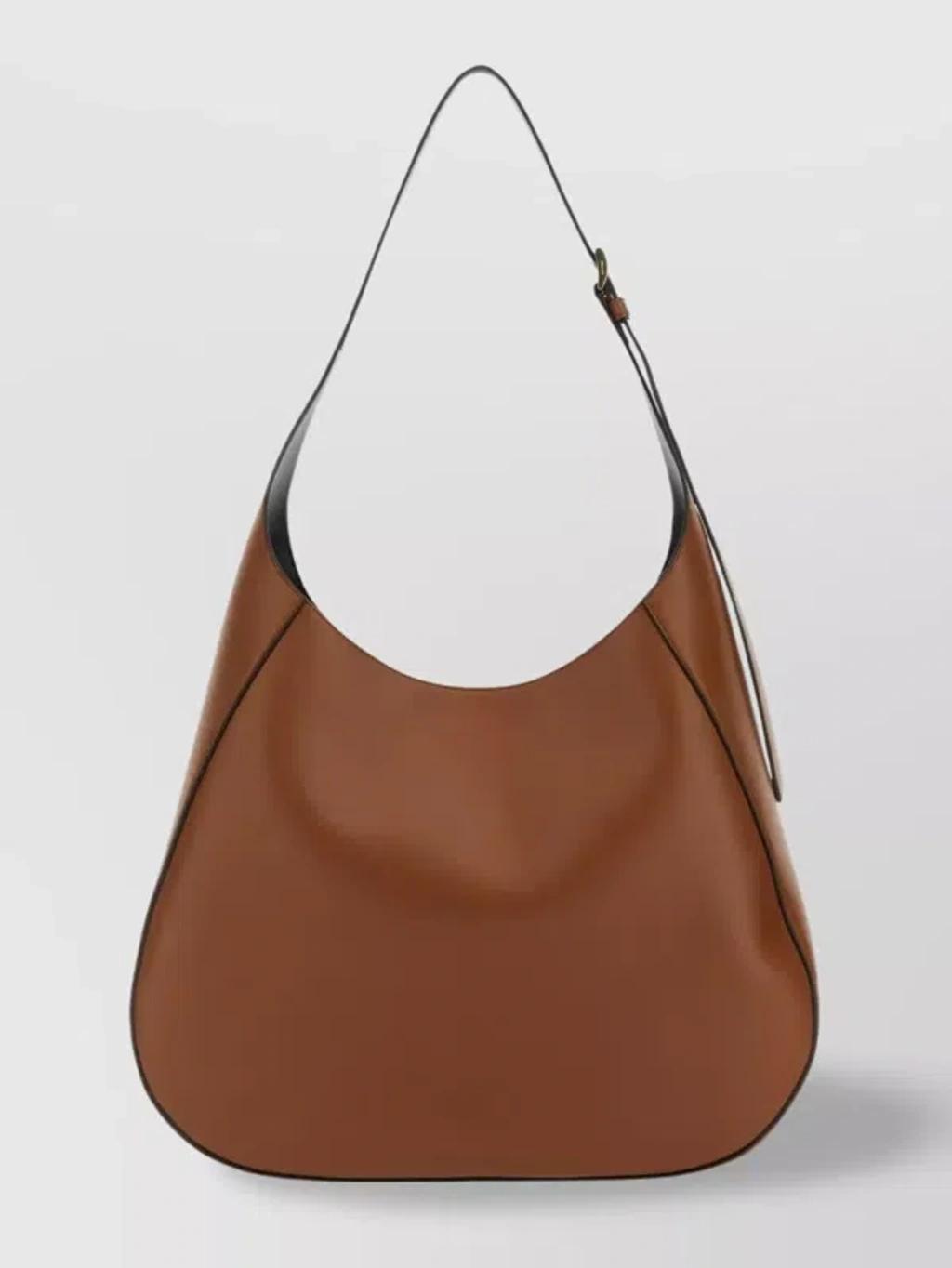 Large Leather Shoulder Bag With Adjustable Strap In Cognacnero Product Image