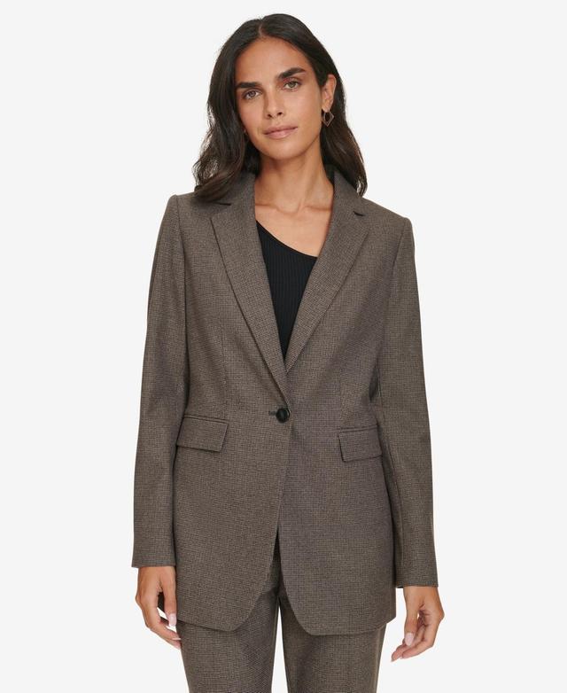 Calvin Klein Womens Houndstooth One-Button Blazer Product Image