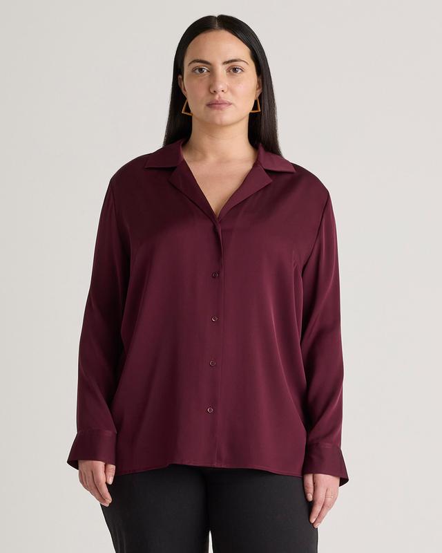 Washable Stretch Silk Notch Collar Blouse - Plus Size Product Image