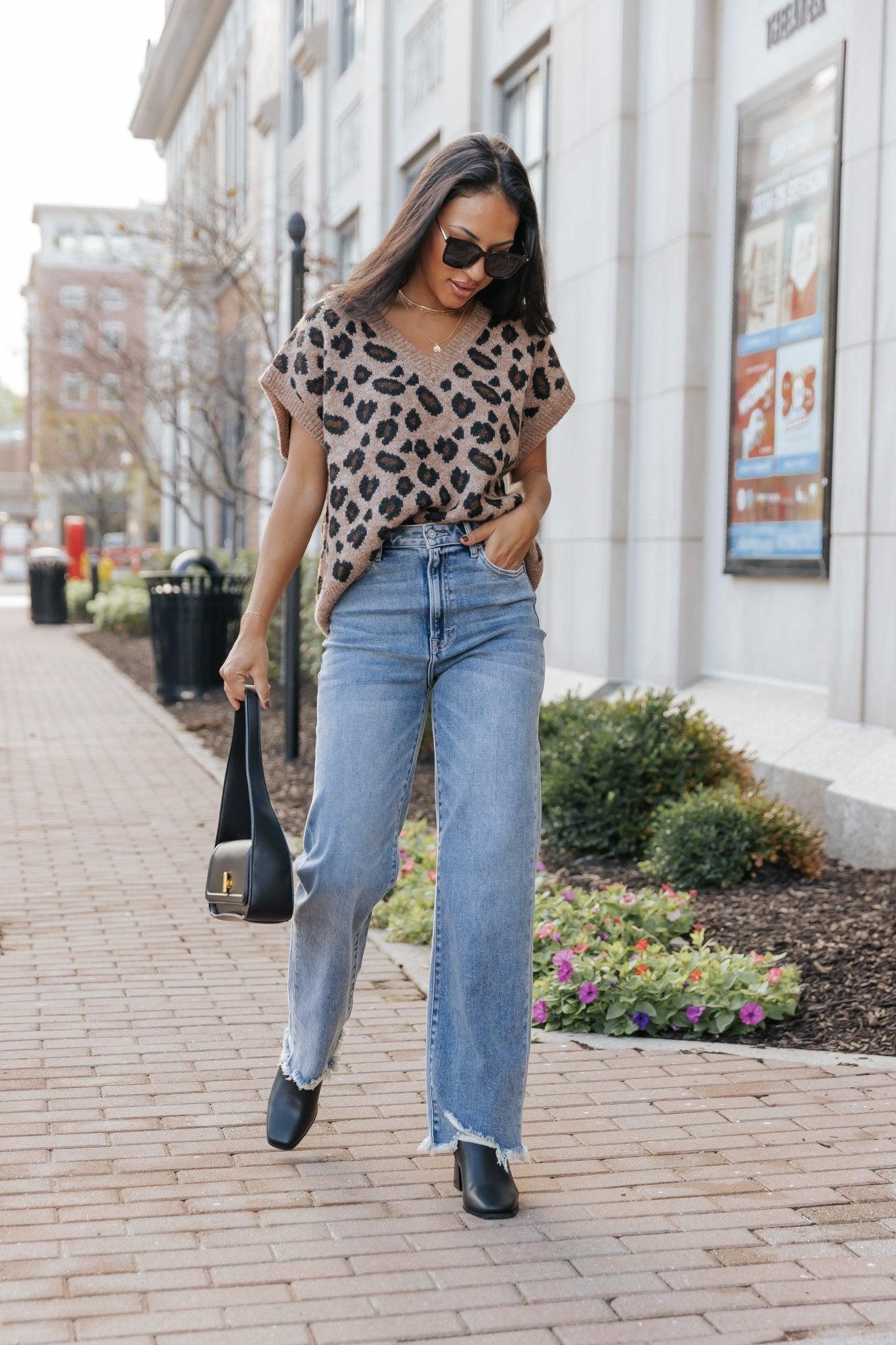 Brown Leopard Print Sweater Vest - FINAL SALE Product Image