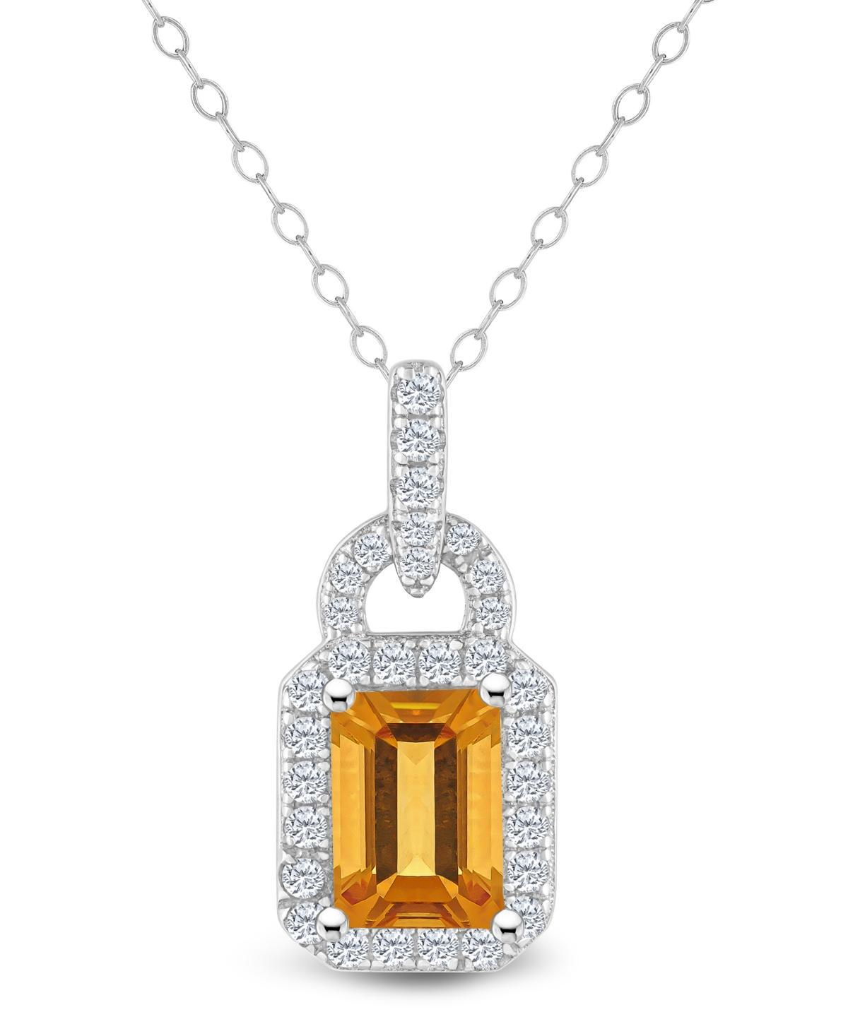 Celebration Gems Sterling Silver Citrine & White Topaz Accent Lock Pendant Necklace, Womens Product Image