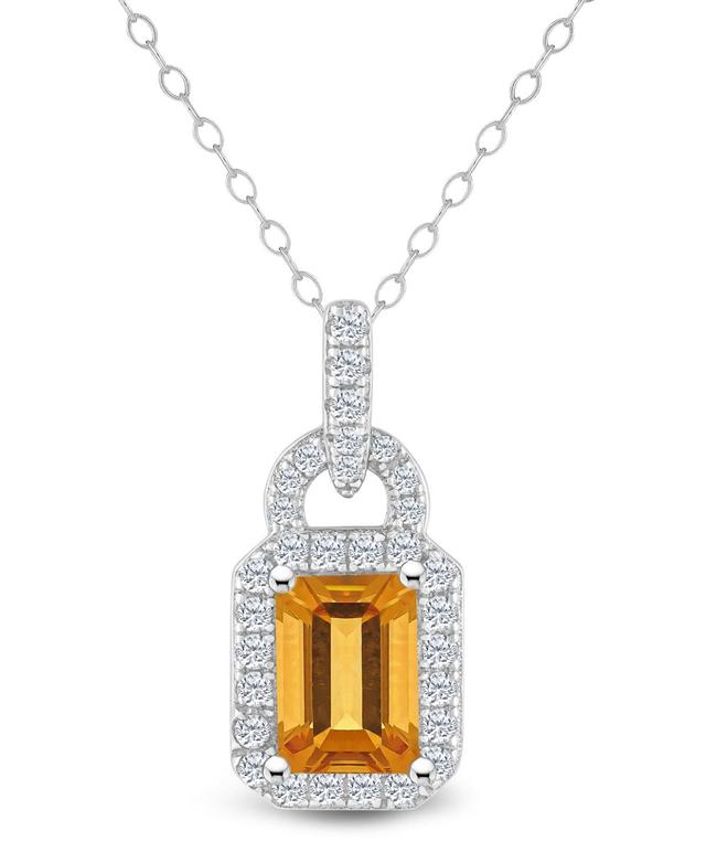 Macys Topaz (1/4 ct. t.w.) Halo Pendant Necklace in Sterling Silver Product Image