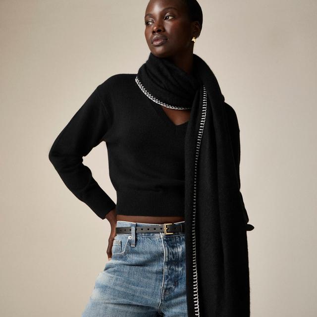 Cashmere whipstitch oversized wrap scarf Product Image