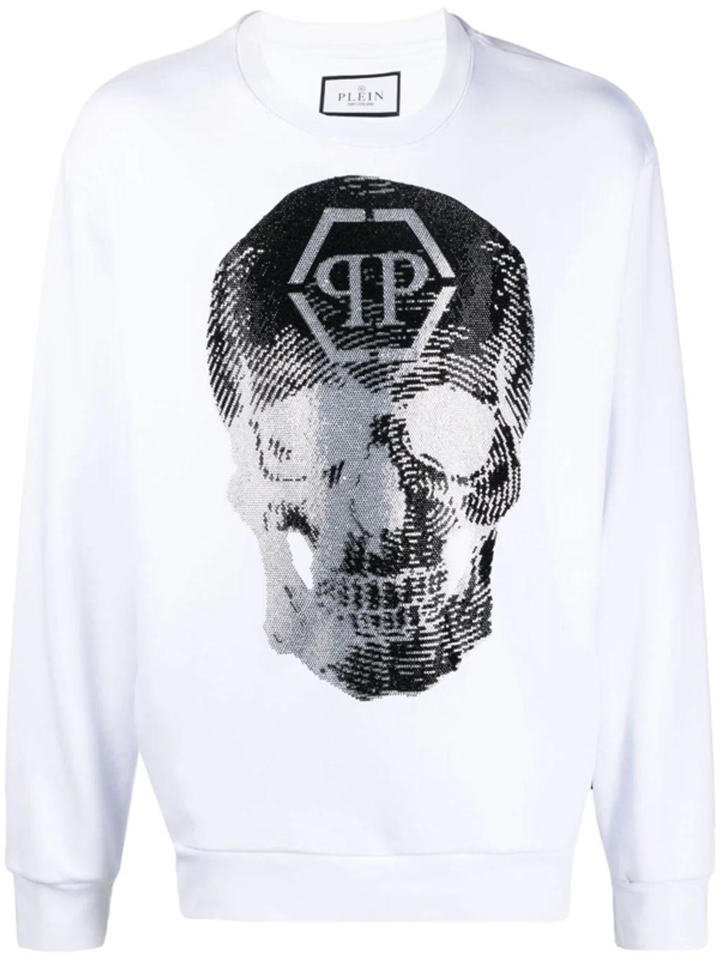 Skull Logo-print Crew-neck Sweatshirt In White Product Image