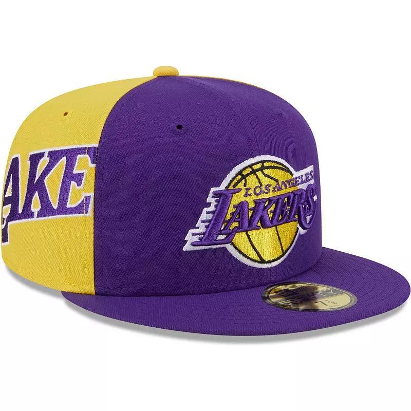 Mens New Era /Gold Los Angeles Lakers Gameday Wordmark 59FIFTY Fitted Hat Product Image