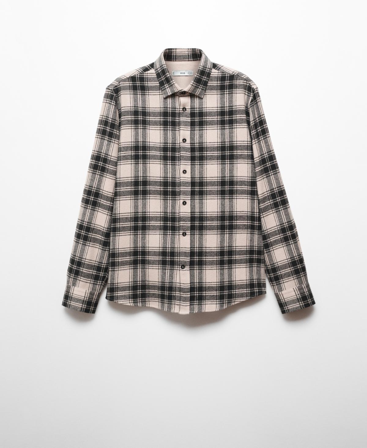 MANGO MAN - Regular fit checked flannel shirt whiteMen Product Image