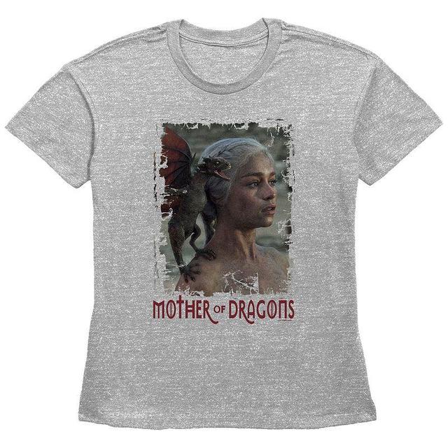 Womens Game Of Thrones Mother Of Dragons Basic Fit Graphic Tee Grey Gray Product Image