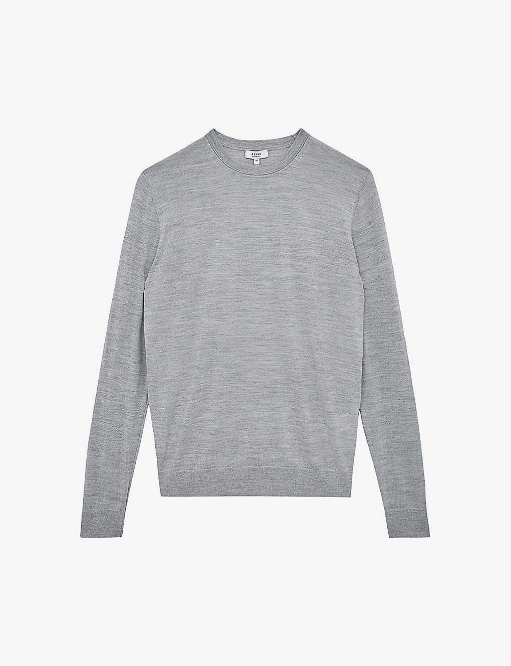 REISS Wessex Crewneck Wool Sweater In Wessex Soft Grey Mouline Product Image