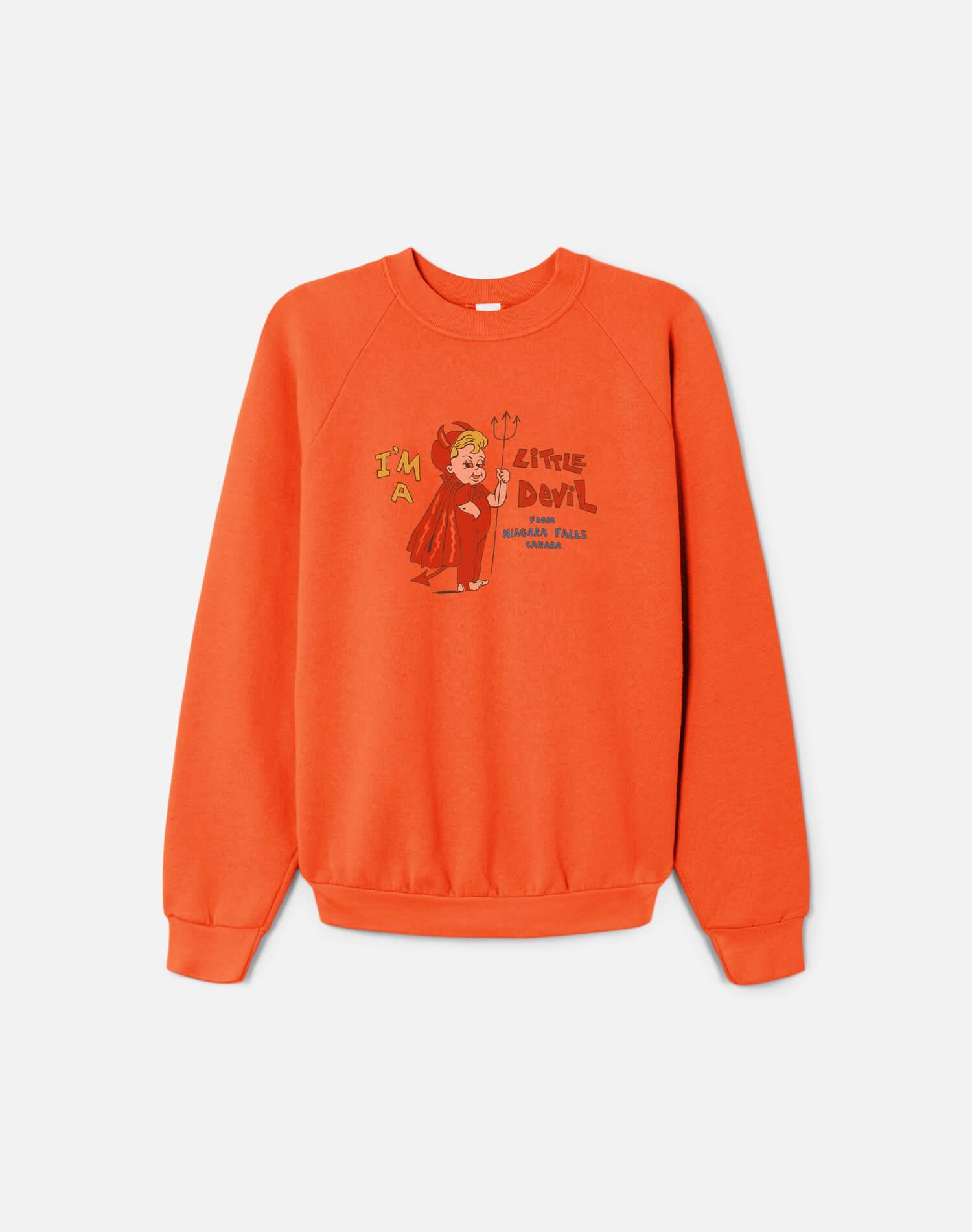 Upcycled "Little Devil" Sweatshirt in Orange - 11229785 Female Product Image