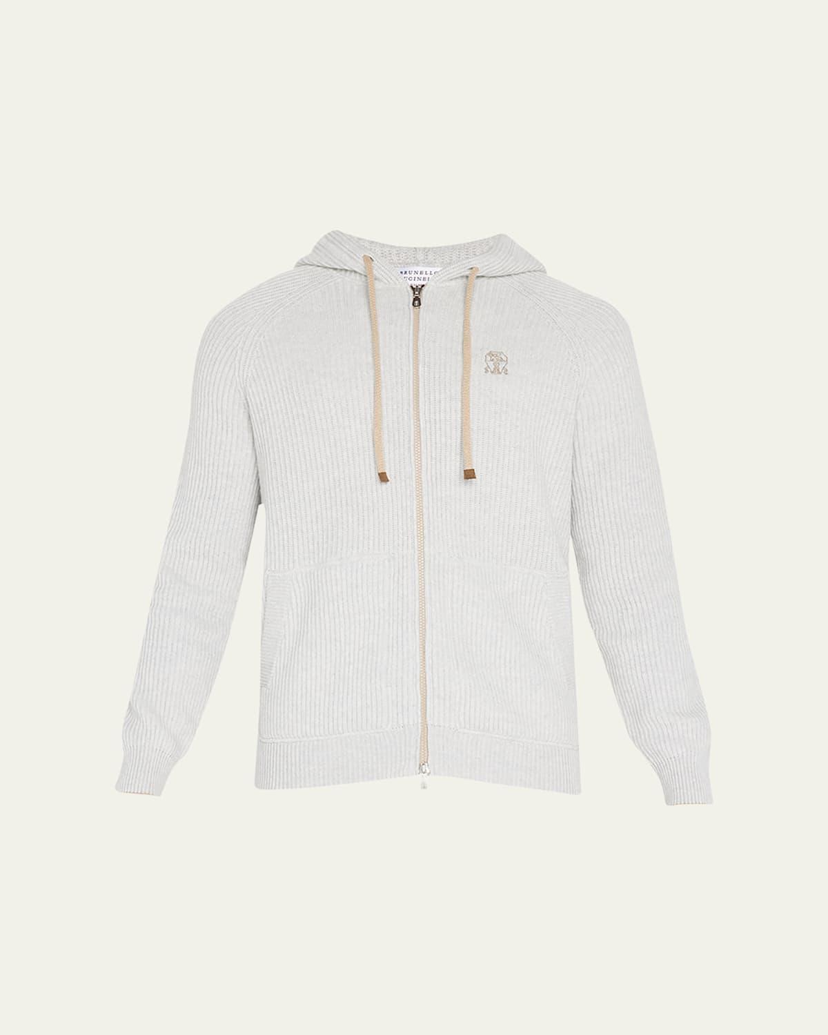 Mens Ribbed Cashmere Full-Zip Hoodie Product Image