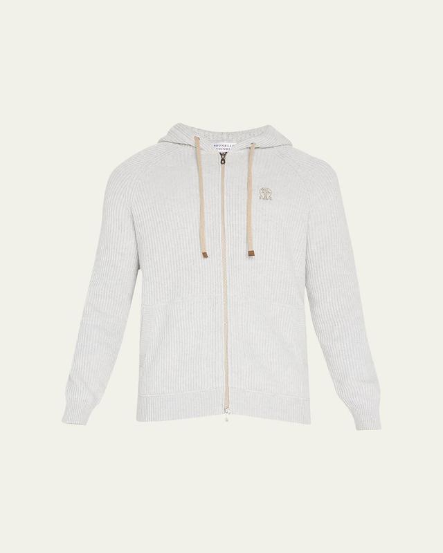 Mens Ribbed Cashmere Full-Zip Hoodie Product Image