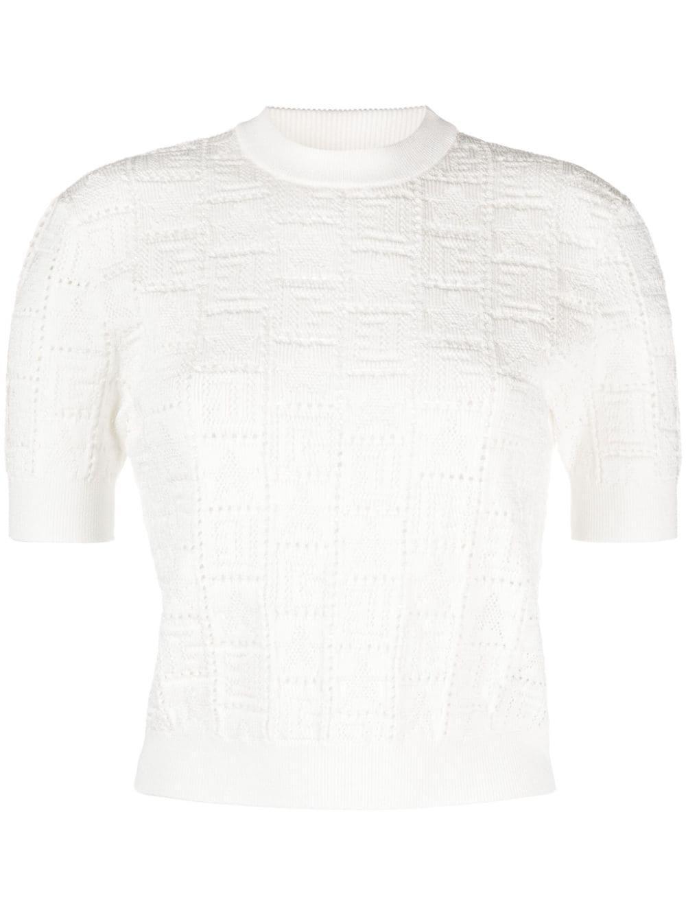 BALMAIN Monogram Open-knit Jumper In White Product Image