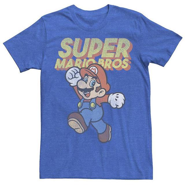 Mens Nintendo Super Mario Bros Mario Faded Portrait Tee Royal Grey Product Image