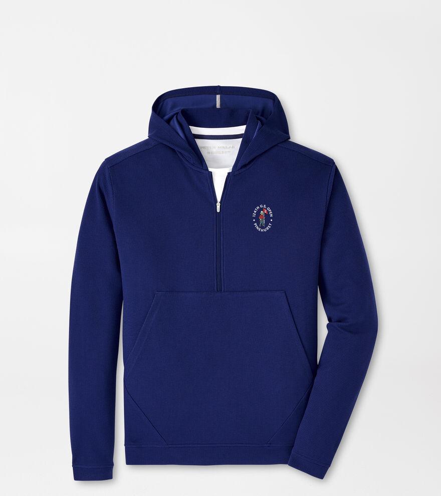 Peter Millar Mens 124th U.S. Open Grid Performance Half-Zip Hoodie | Color: Sport Navy | Size: M Product Image