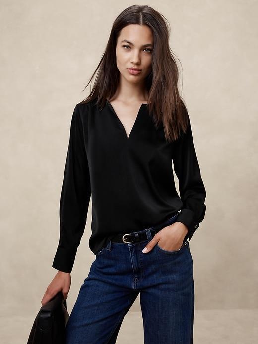 Shirred-Neck Blouse Product Image