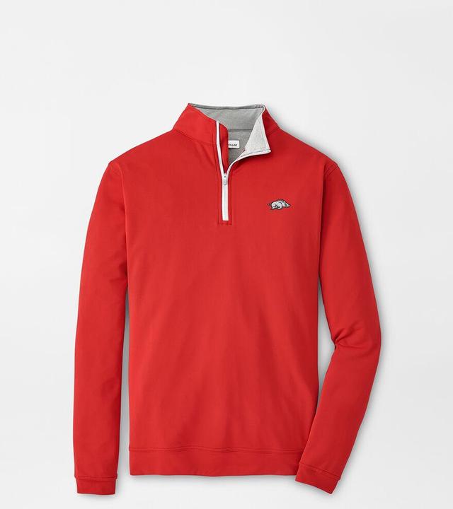 Peter Millar Mens Arkansas Perth Performance Quarter-Zip | Color: Crimson | Size: 3XL Product Image