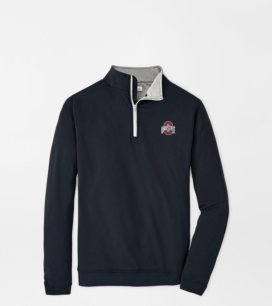 Peter Millar Mens Ohio State Perth Performance Quarter-Zip | Color: Black | Size: M | OSU Product Image