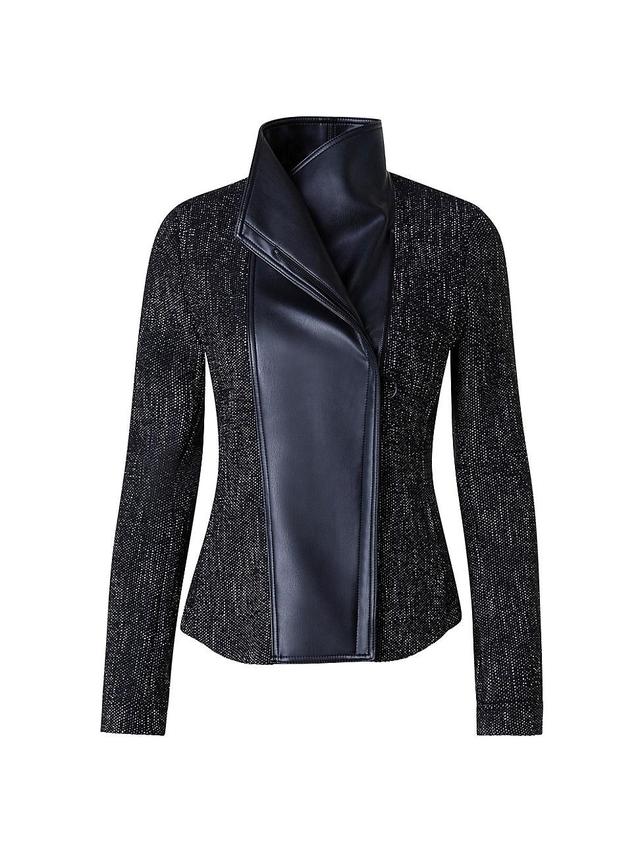 Womens Boucle Funnel-Neck Moto Jacket Product Image