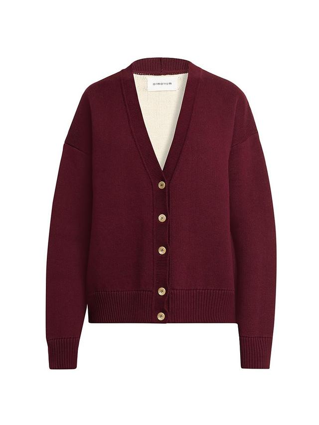 Womens V-Neck Cotton Cardigan Product Image