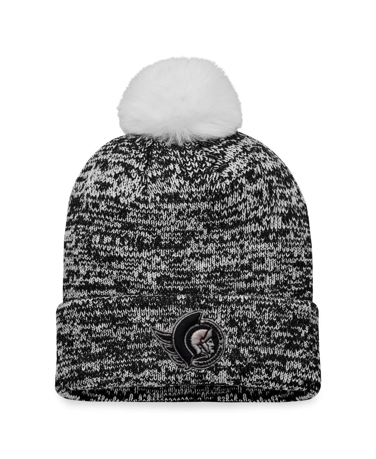 Womens Fanatics Black Ottawa Senators Glimmer Cuffed Knit Hat with Pom Product Image