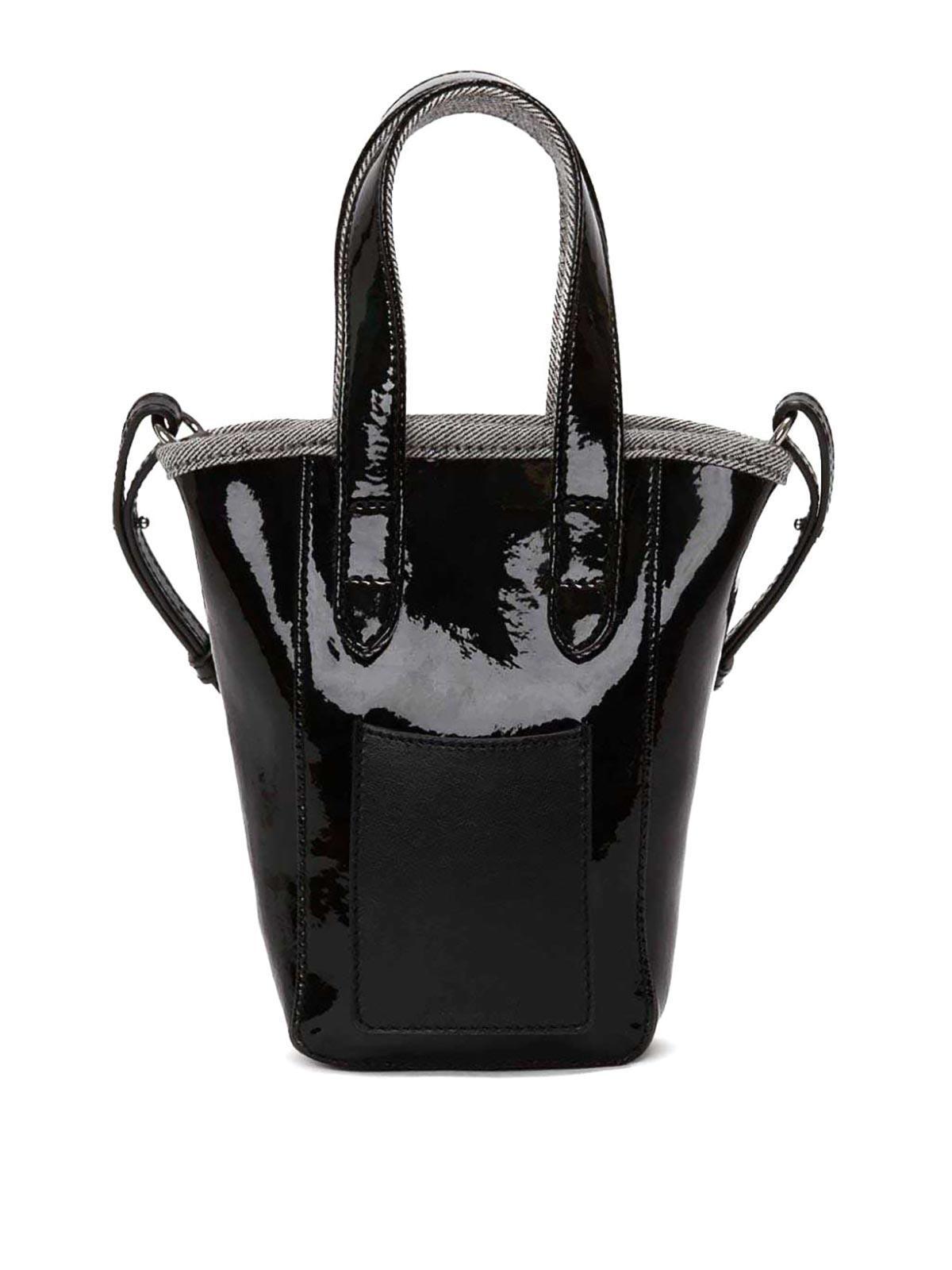 JW ANDERSON Mini Belt Tote - Mini Coated Denim Tote Bag In Negro Product Image