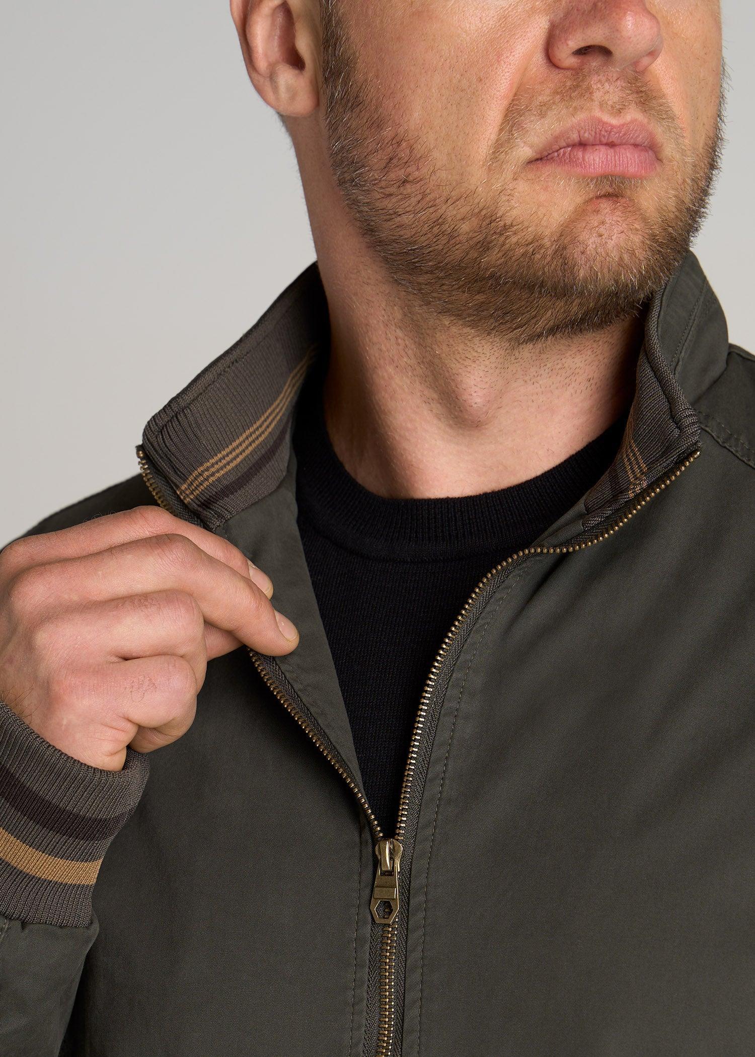 LJ&S Cotton Bomber Jackets for Tall Men in Olive Green Male Product Image