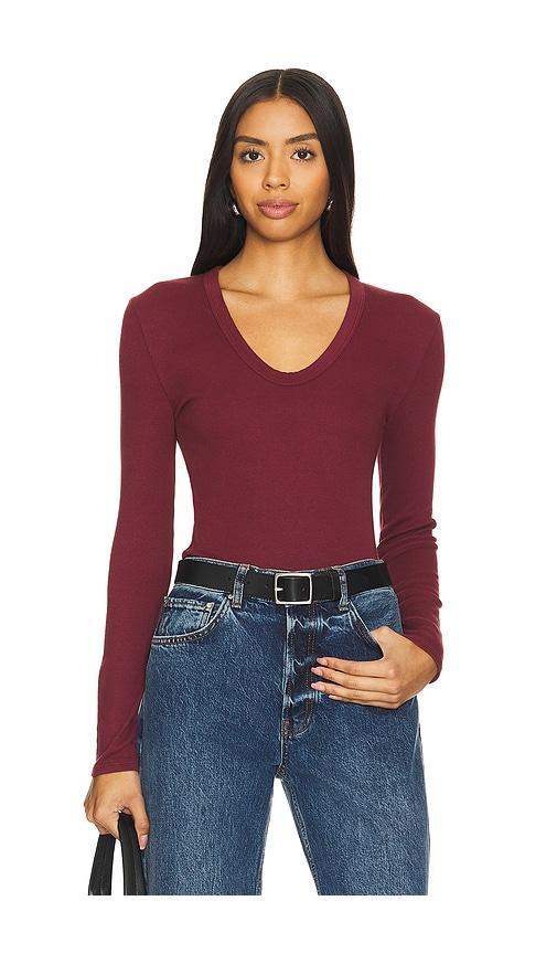 Luxe Rib Long Sleeve U Neck Top Product Image