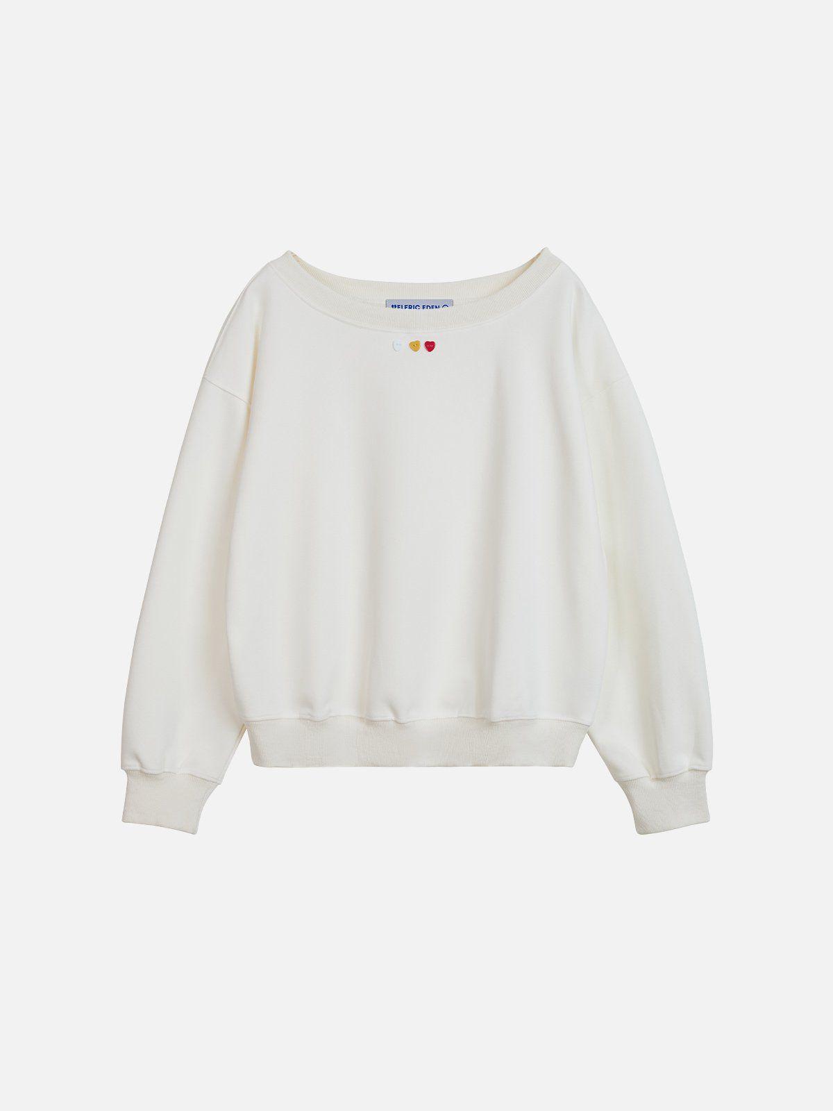 Aelfric Eden Heart Button Cropped Sweatshirt Female Product Image