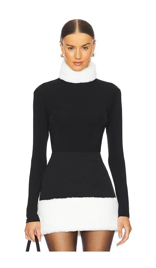 Roll Neck Top With Faux Fur Trim Product Image