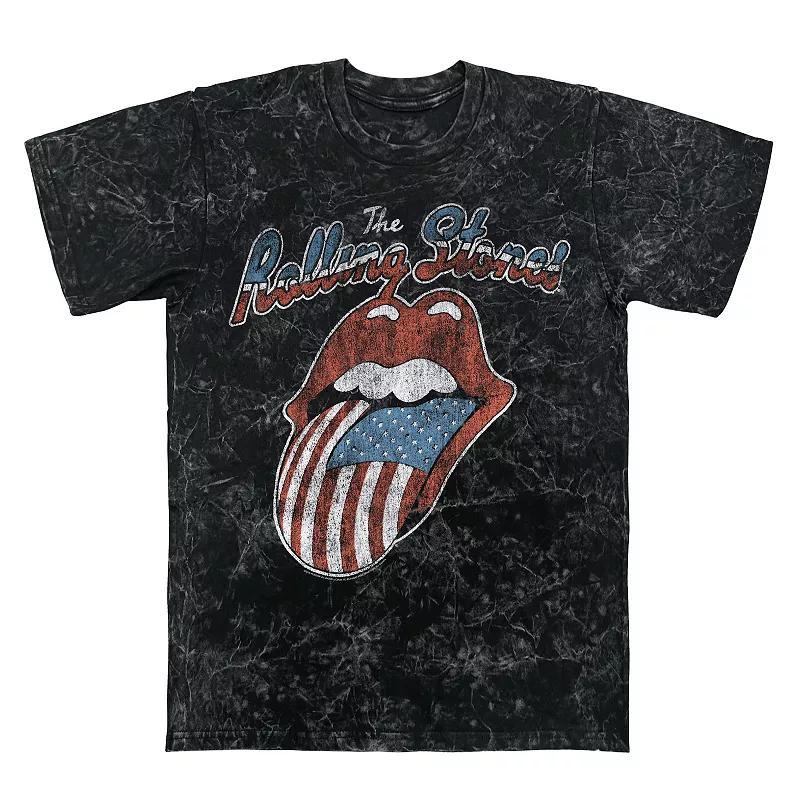 Mens Rolling Stones Tongue USA Vintage Mineral Wash Graphic Tee Product Image