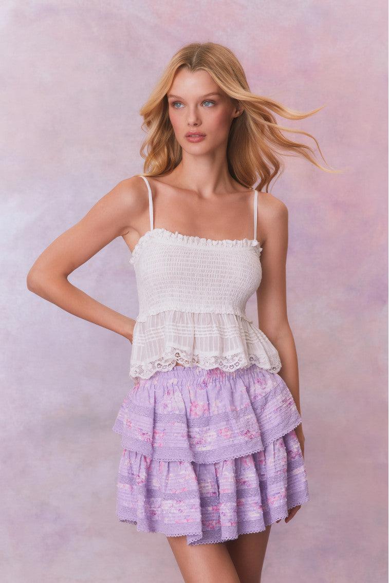 Ruffle Mini Signature Fragrance Print Skirt Product Image