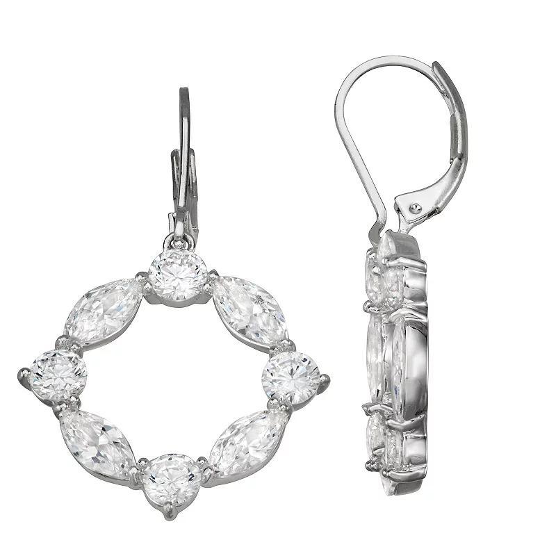 Napier Silver Tone Social Crystal Drop Leverback Earrings, Womens, Clear Product Image