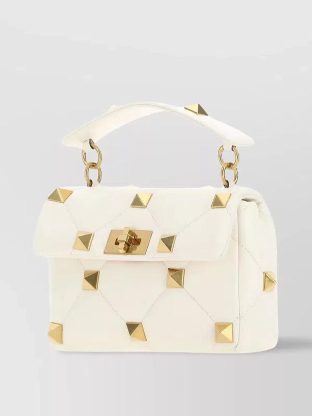 Medium Roman Stud Shoulder Bag In Gold Product Image