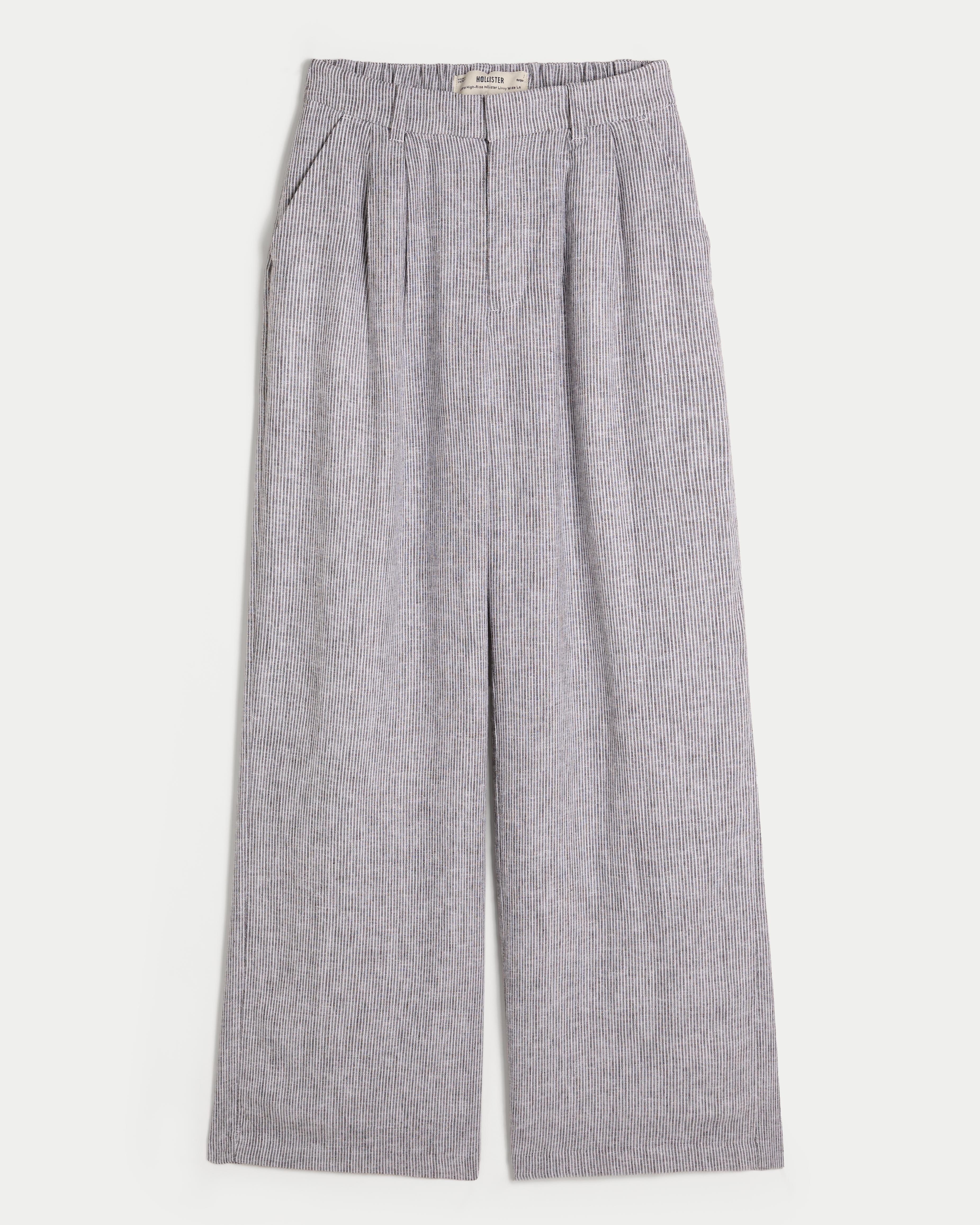 Hollister Livvy Ultra High-Rise Linen Blend Wide-Leg Pants Product Image