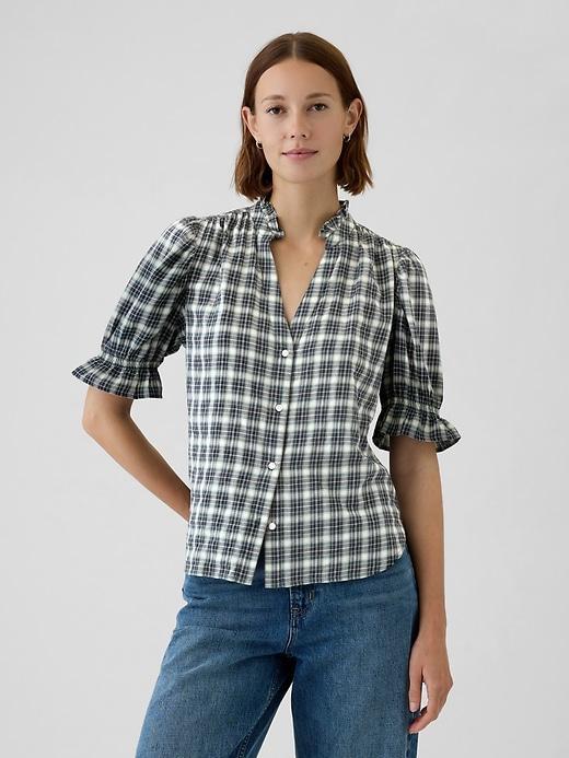 Ruffled Puff Sleeve Shirt Product Image