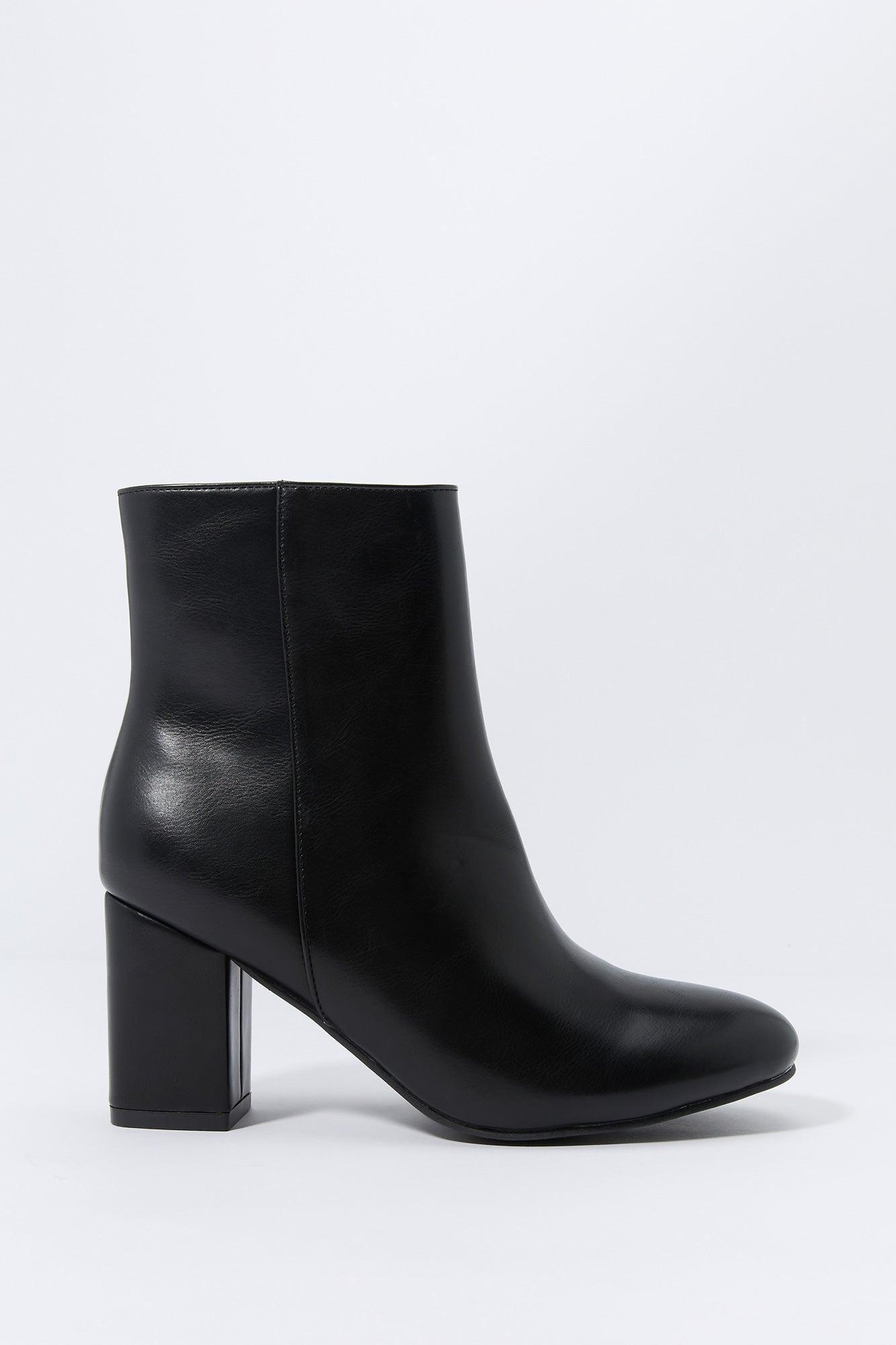 Faux-Leather Pointed Toe Heeled Bootie Female product image