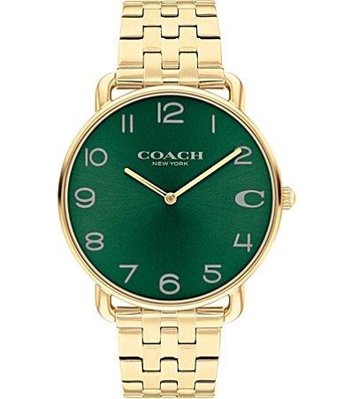 COACH Mens Elliot Quartz Analog Gold Tone 41mm Stainless Steel Bracelet Watch Product Image