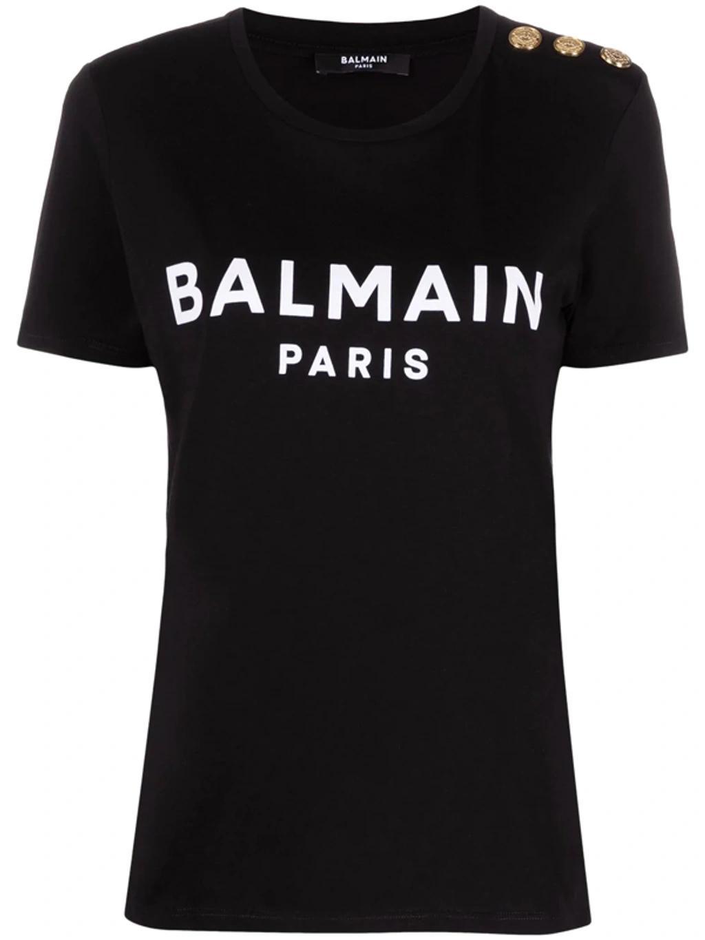 BALMAIN Logo-print Organic-cotton T-shirt In Multicolor Product Image