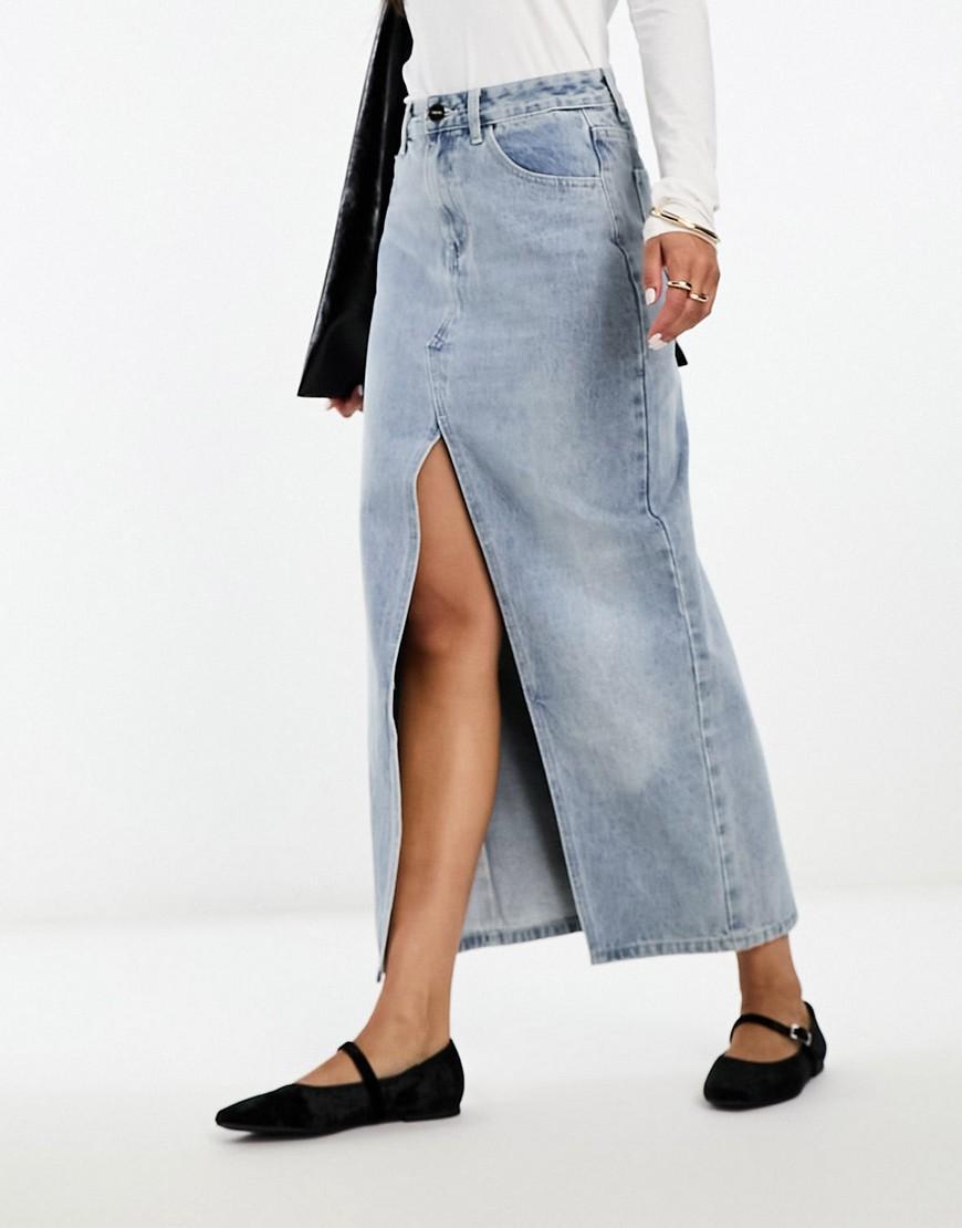 SNDYS front spilt denim maxi skirt Product Image