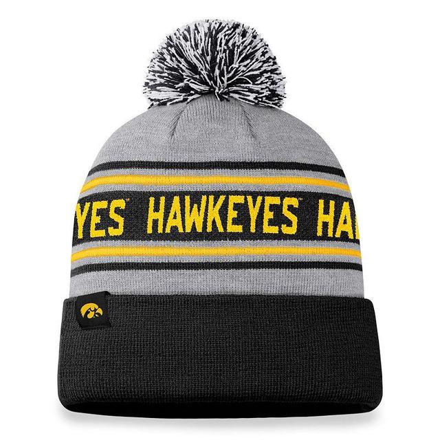 Mens Top of the World Heather Gray Iowa Hawkeyes Frigid Cuffed Knit Hat with Pom Product Image