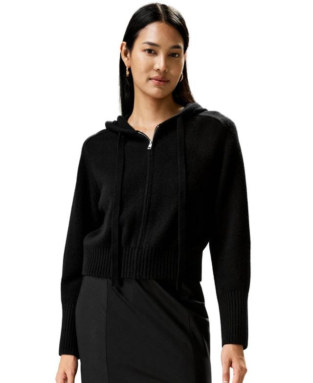 Lilysilk Womens Short Zip-Up Wool Cashmere Hoodie for Women Product Image