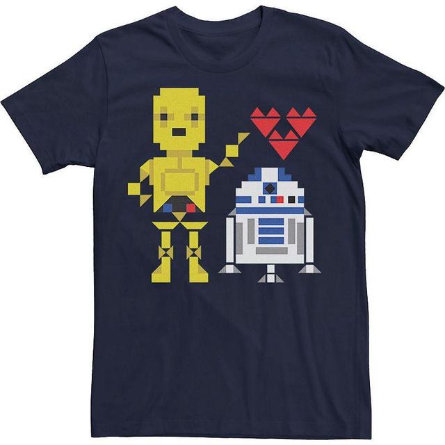 Mens Star Wars C-3PO R2-D2 Droid Love Valentines Tee Blue Product Image